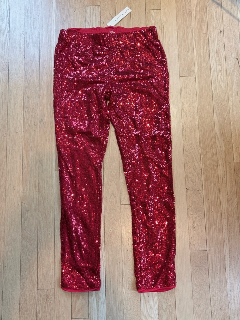 Red Sequin women’s lined pants